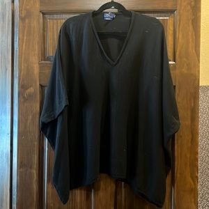 Black sweater. Poncho style. Size large